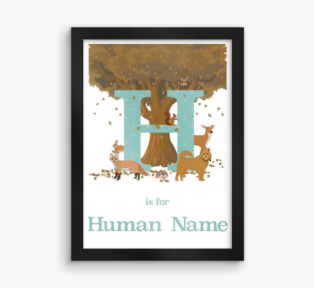 Autumn Animals Initial: Personalised {breedFullName} Framed Print