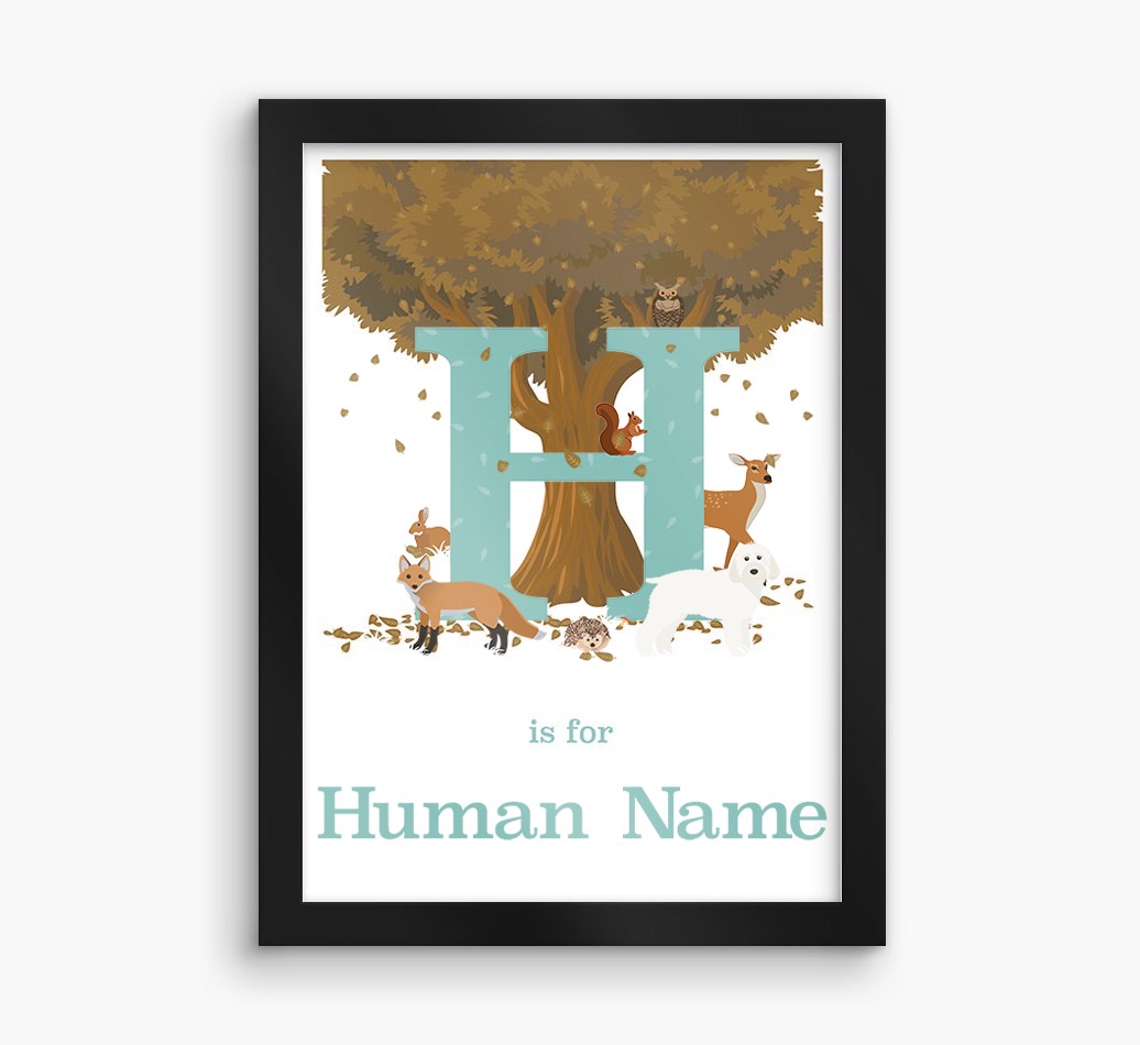 Autumn Animals Initial: Personalised {breedFullName} Framed Print
