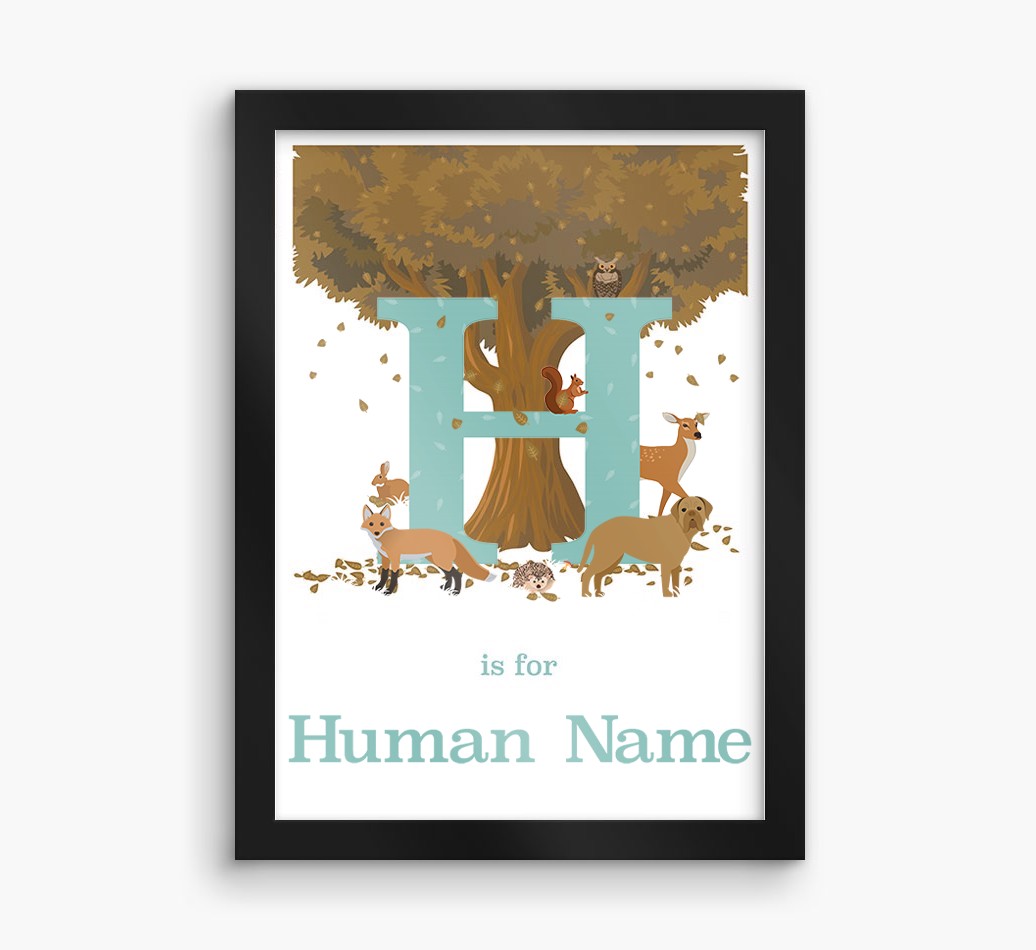 Autumn Animals Initial: Personalised {breedFullName} Framed Print