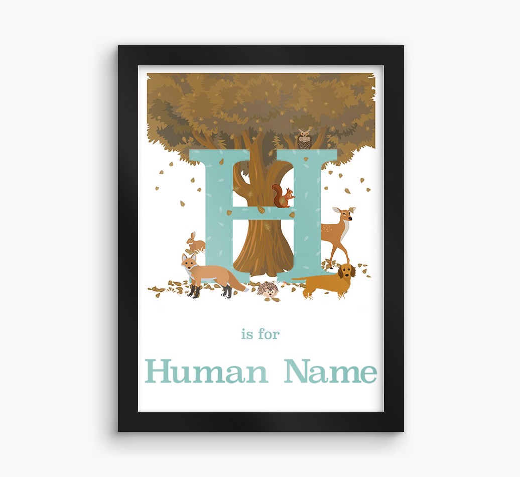 Autumn Animals Initial: Personalised {breedFullName} Framed Print