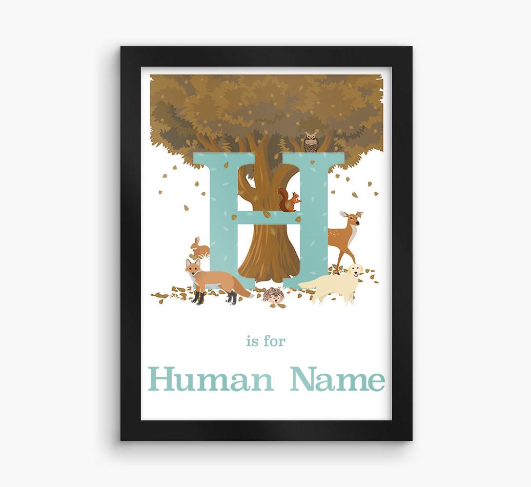 Autumn Animals Initial: Personalized {breedFullName} Framed Print
