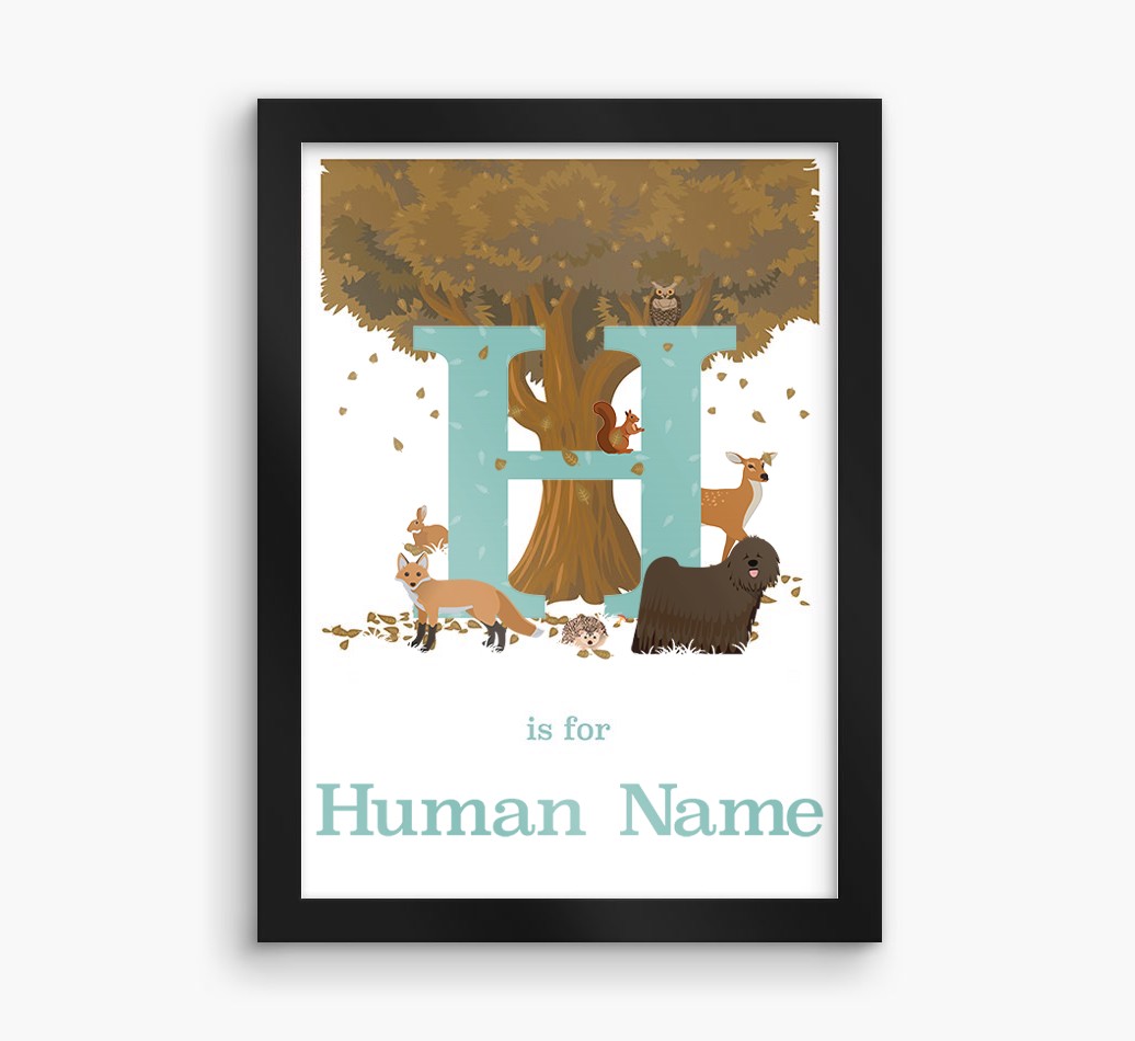 Autumn Animals Initial: Personalised {breedFullName} Framed Print