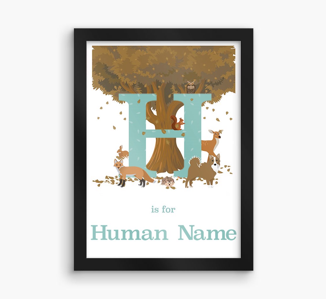 Autumn Animals Initial: Personalised {breedFullName} Framed Print