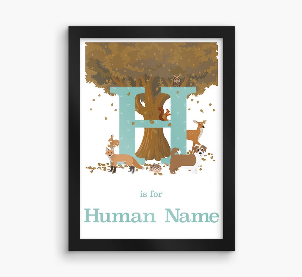Autumn Animals Initial: Personalised {breedFullName} Framed Print