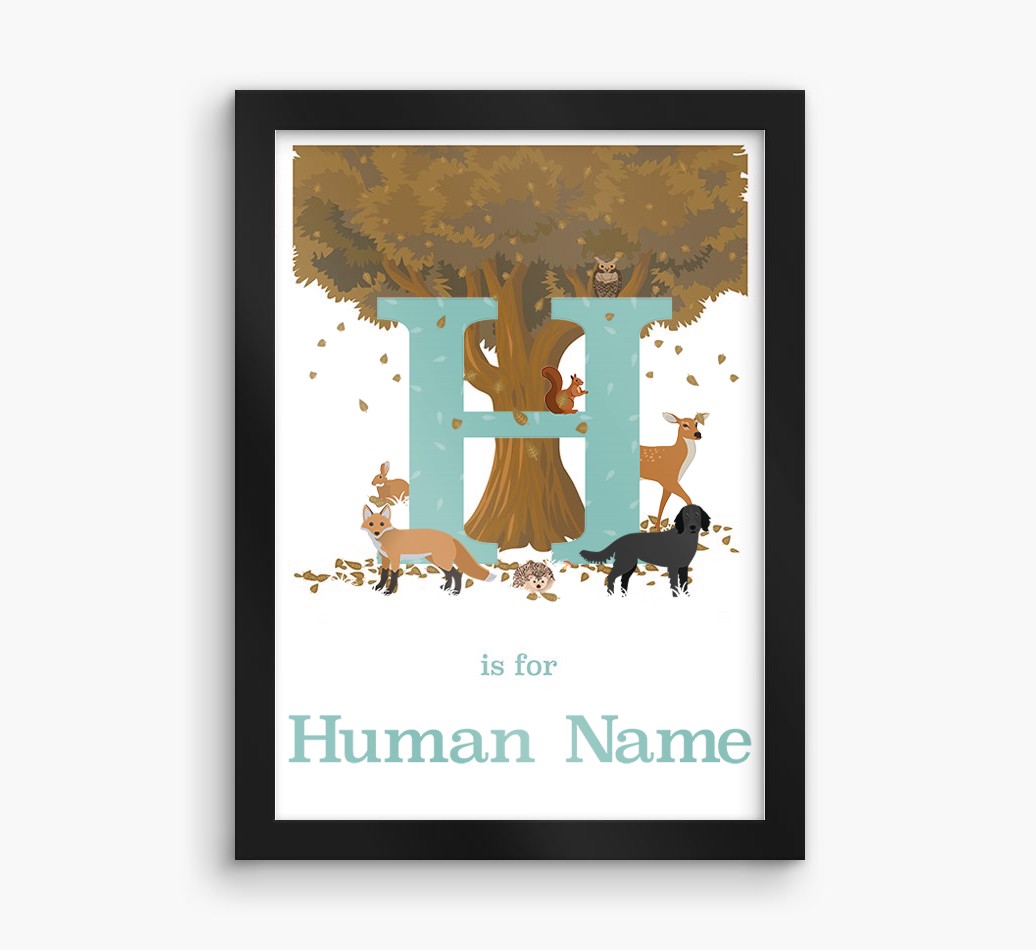 Autumn Animals Initial: Personalised {breedFullName} Framed Print