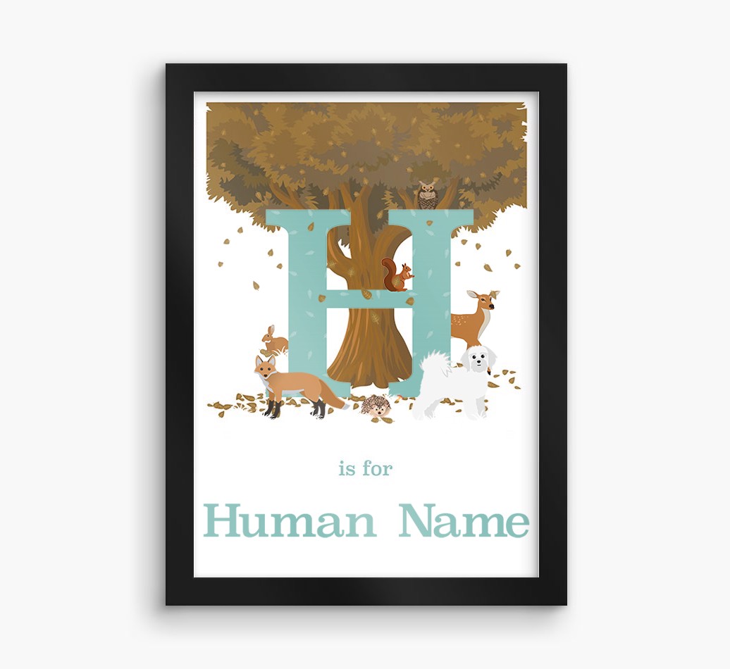 Autumn Animals Initial: Personalised {breedFullName} Framed Print
