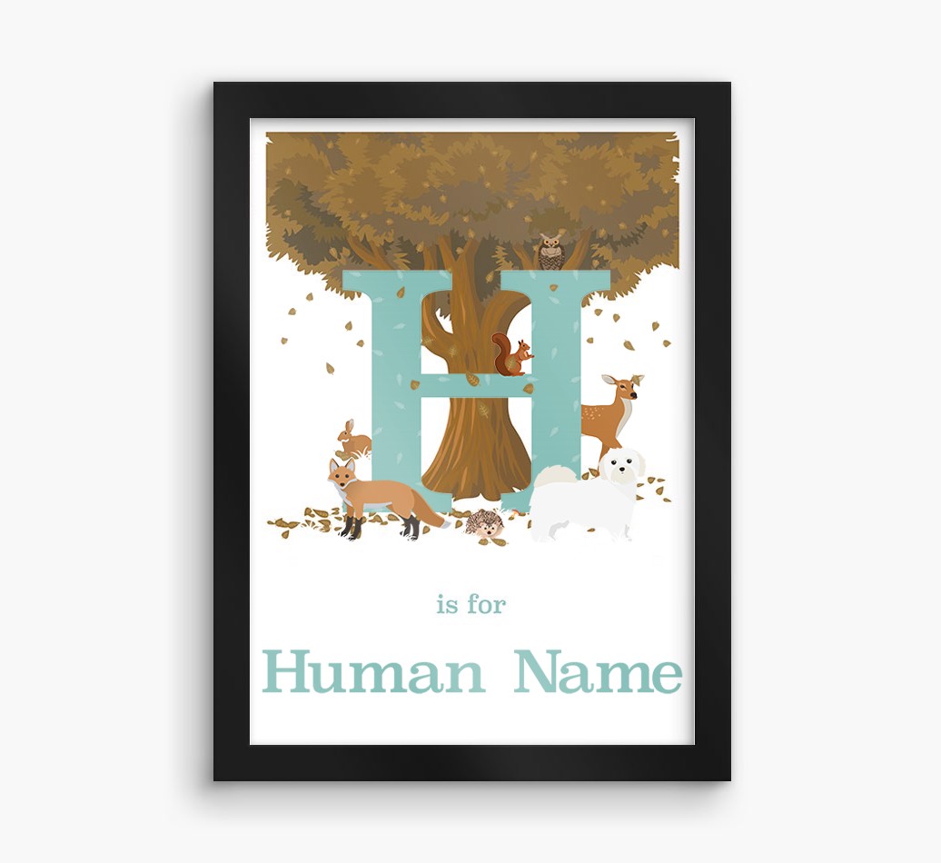 Autumn Animals Initial: Personalised {breedFullName} Framed Print
