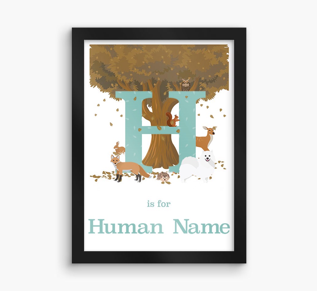 Autumn Animals Initial: Personalised {breedFullName} Framed Print