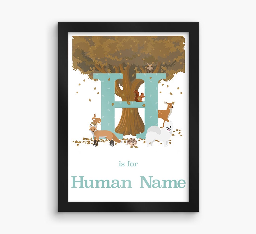 Autumn Animals Initial: Personalised {breedFullName} Framed Print