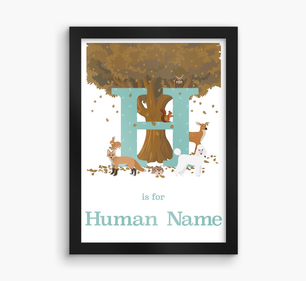 Autumn Animals Initial: Personalised {breedFullName} Framed Print