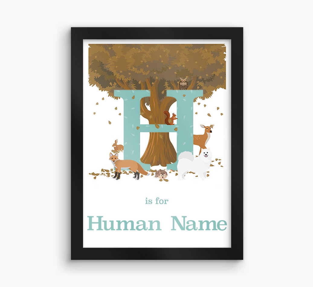 Autumn Animals Initial: Personalised {breedFullName} Framed Print