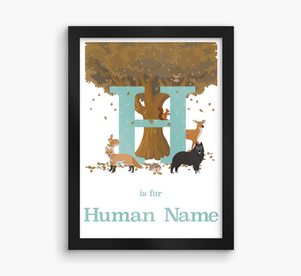 Autumn Animals Initial: Personalised {breedFullName} Framed Print