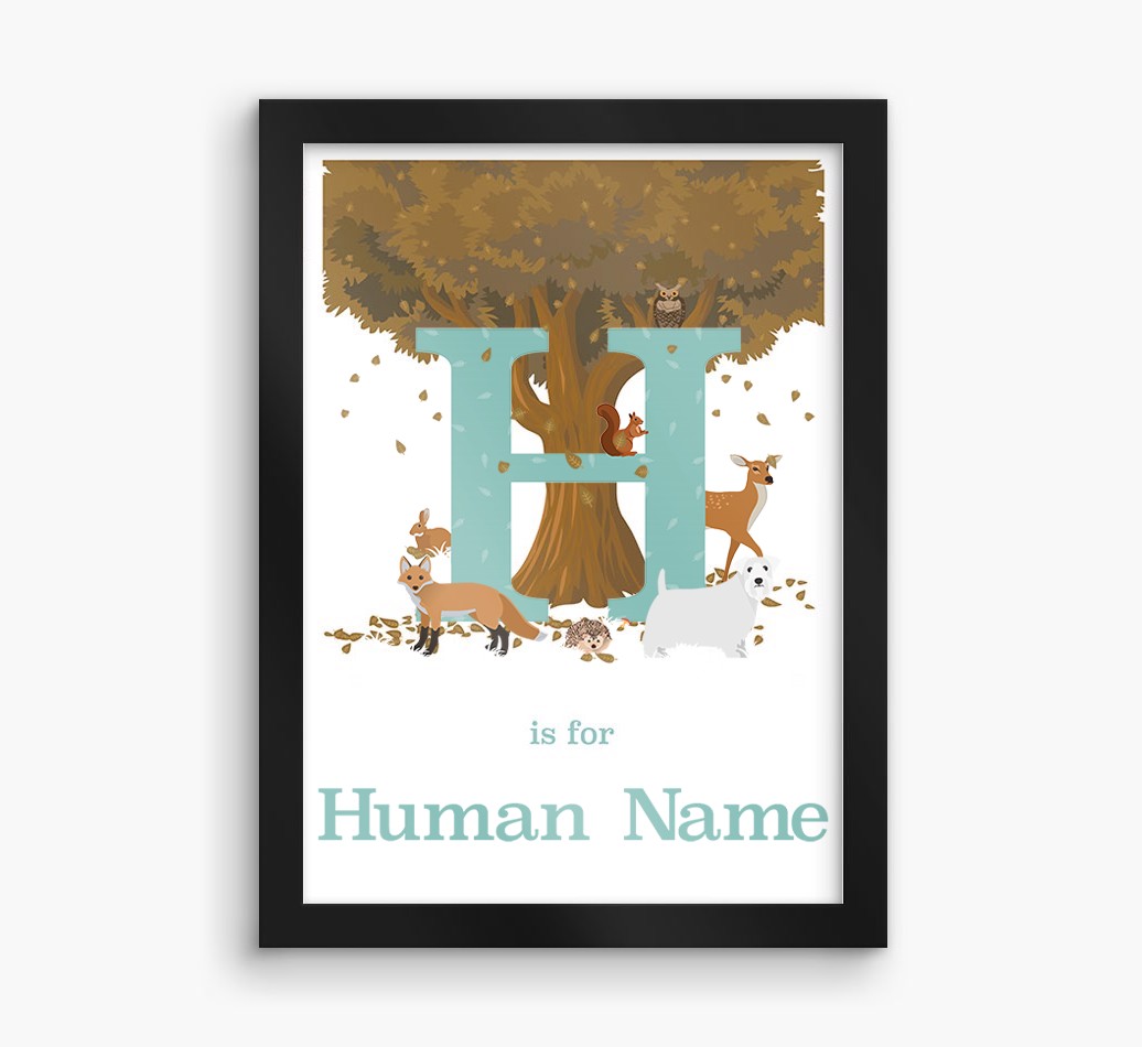 Autumn Animals Initial: Personalised {breedFullName} Framed Print