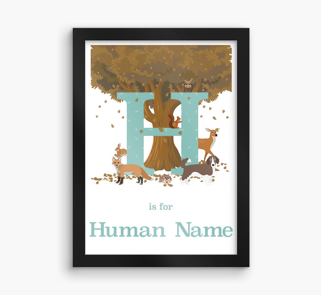 Autumn Animals Initial: Personalised {breedFullName} Framed Print