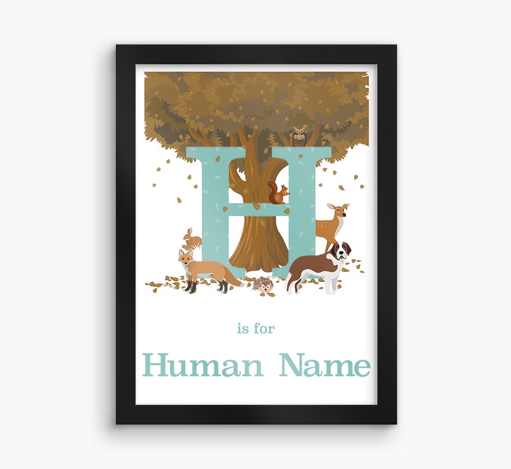 Autumn Animals Initial: Personalised {breedFullName} Framed Print