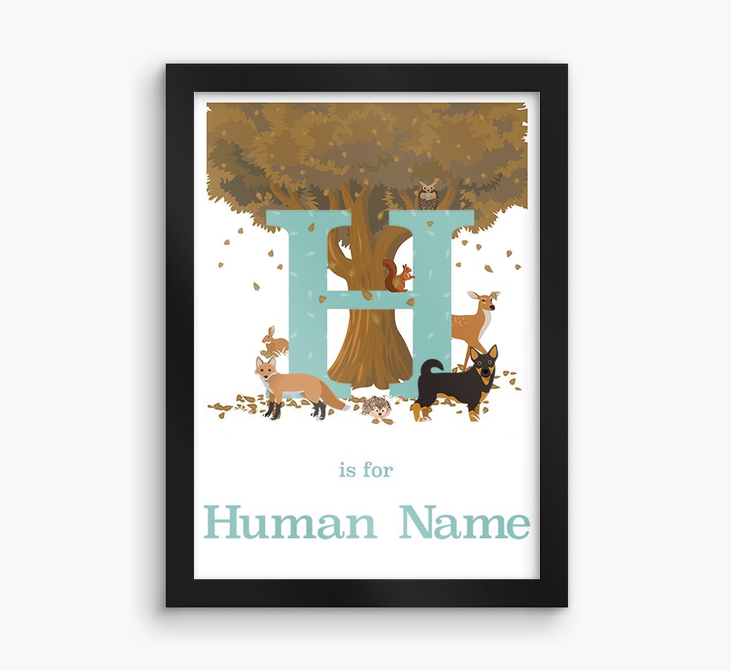 Autumn Animals Initial: Personalised {breedFullName} Framed Print