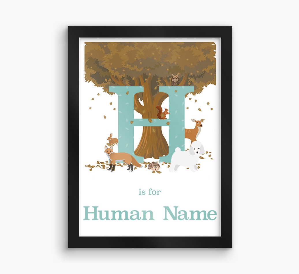Autumn Animals Initial: Personalised {breedFullName} Framed Print