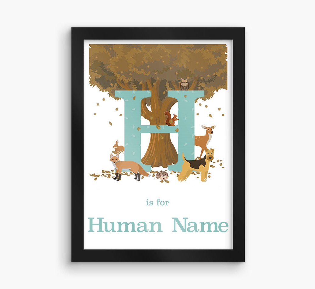 Autumn Animals Initial: Personalised {breedFullName} Framed Print