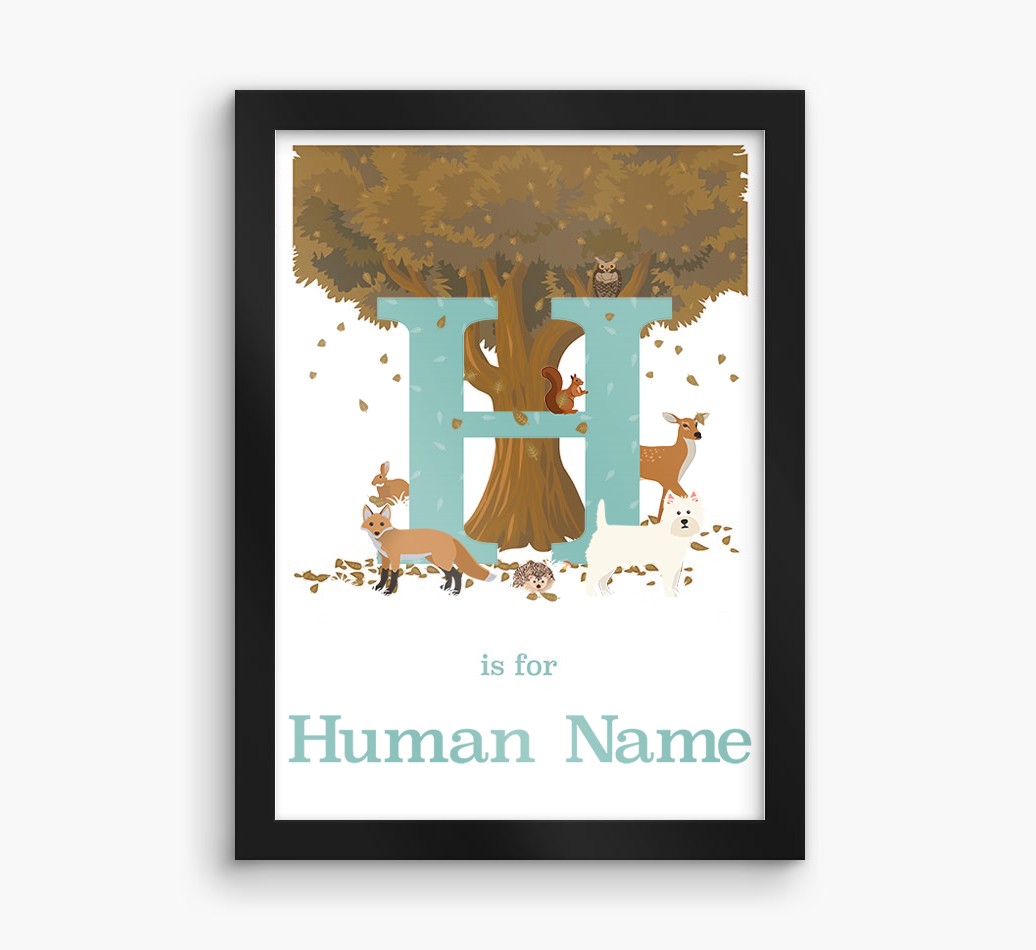 Autumn Animals Initial: Personalised {breedFullName} Framed Print