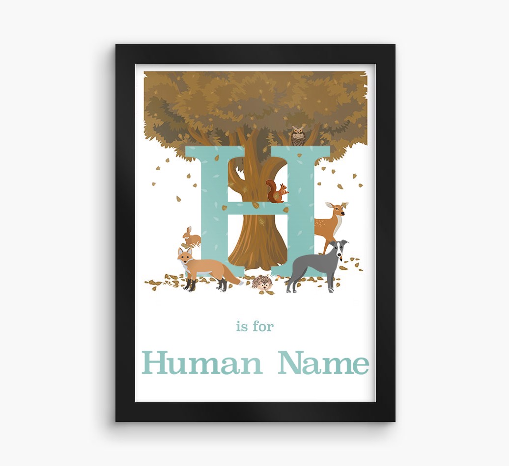 Autumn Animals Initial: Personalised {breedFullName} Framed Print