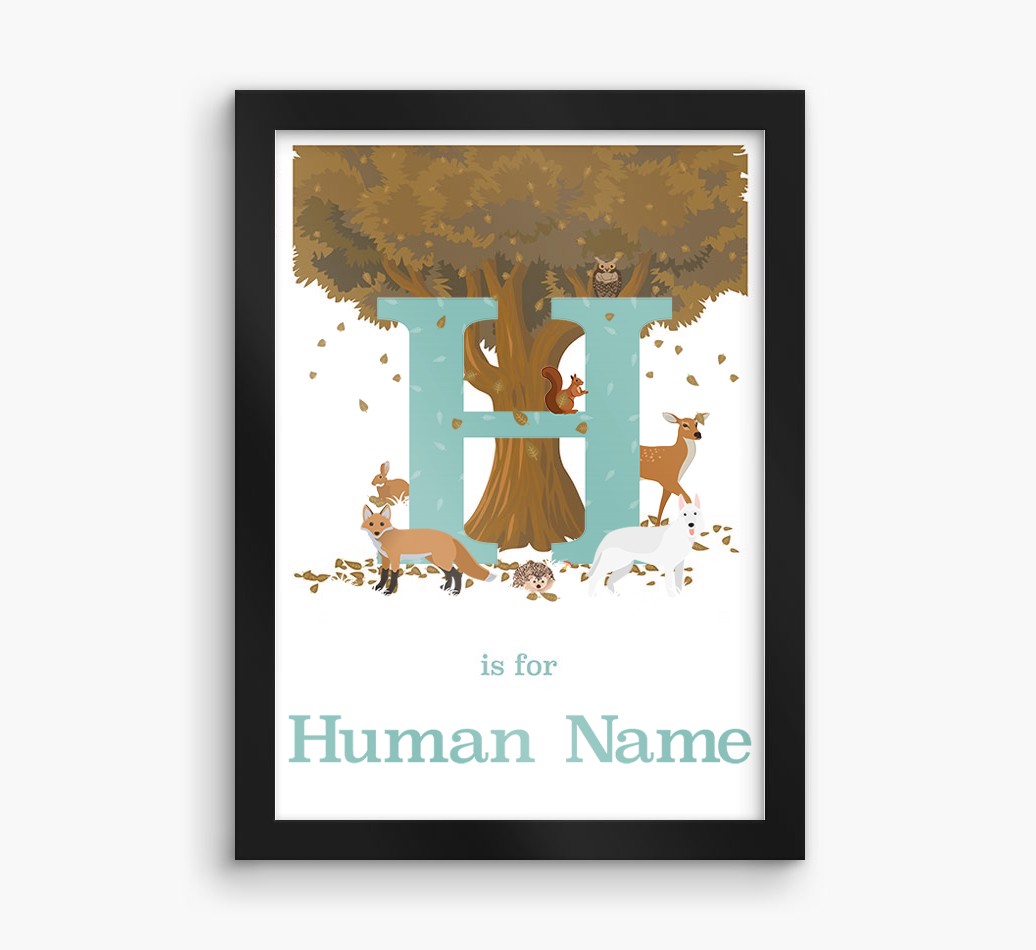 Autumn Animals Initial: Personalized {breedFullName} Framed Print