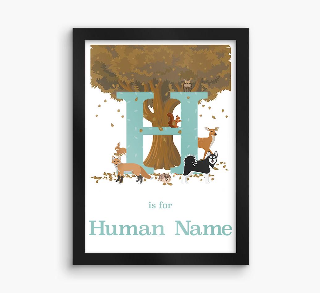 Autumn Animals Initial: Personalized {breedFullName} Framed Print