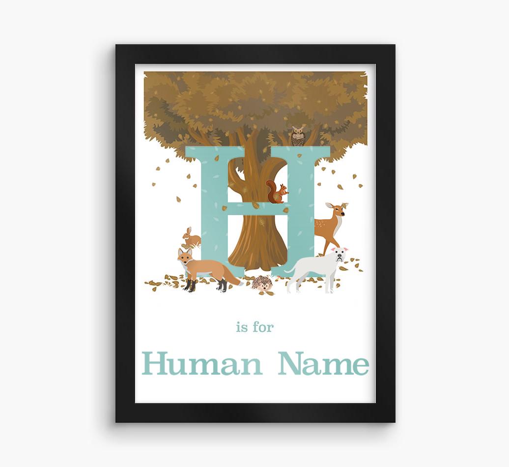 Autumn Animals Initial: Personalized {breedFullName} Framed Print