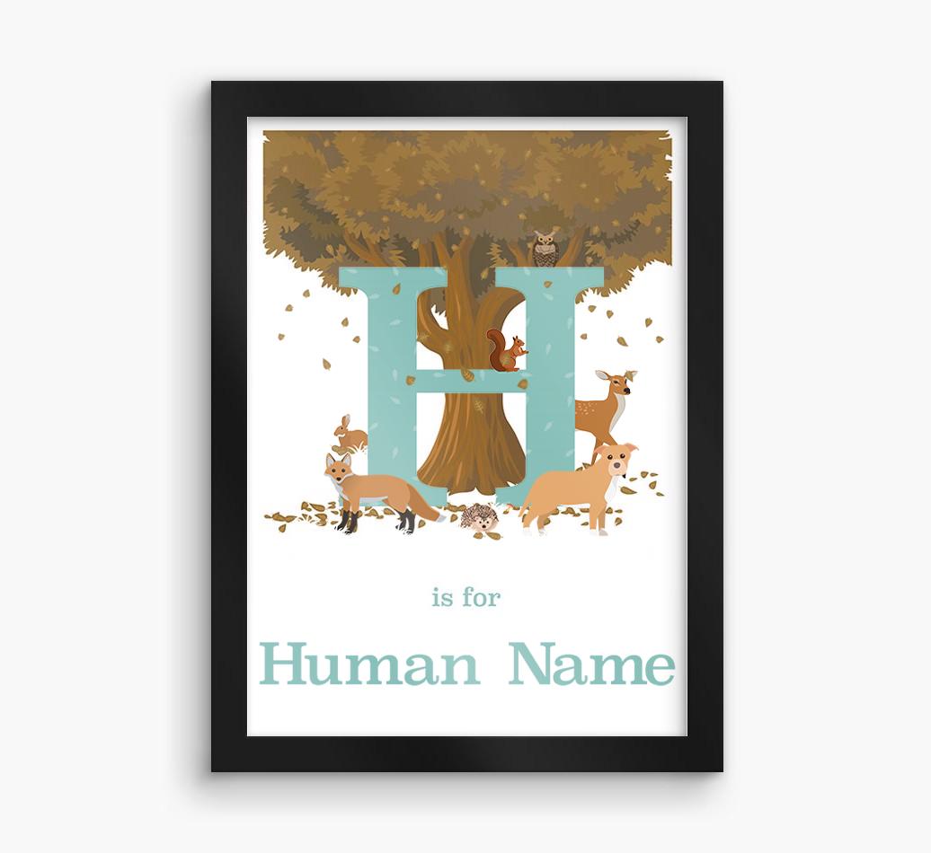 Autumn Animals Initial: Personalized {breedFullName} Framed Print