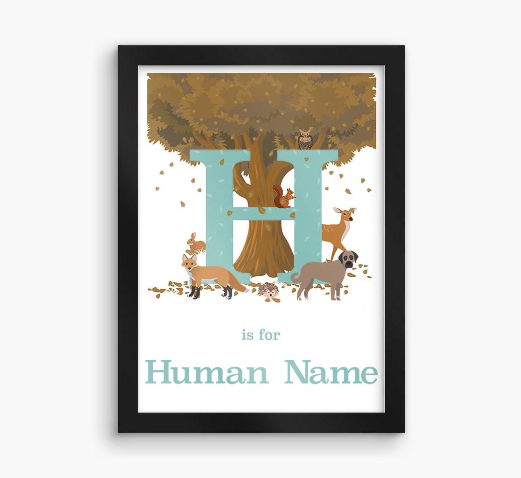 Autumn Animals Initial: Personalized {breedFullName} Framed Print