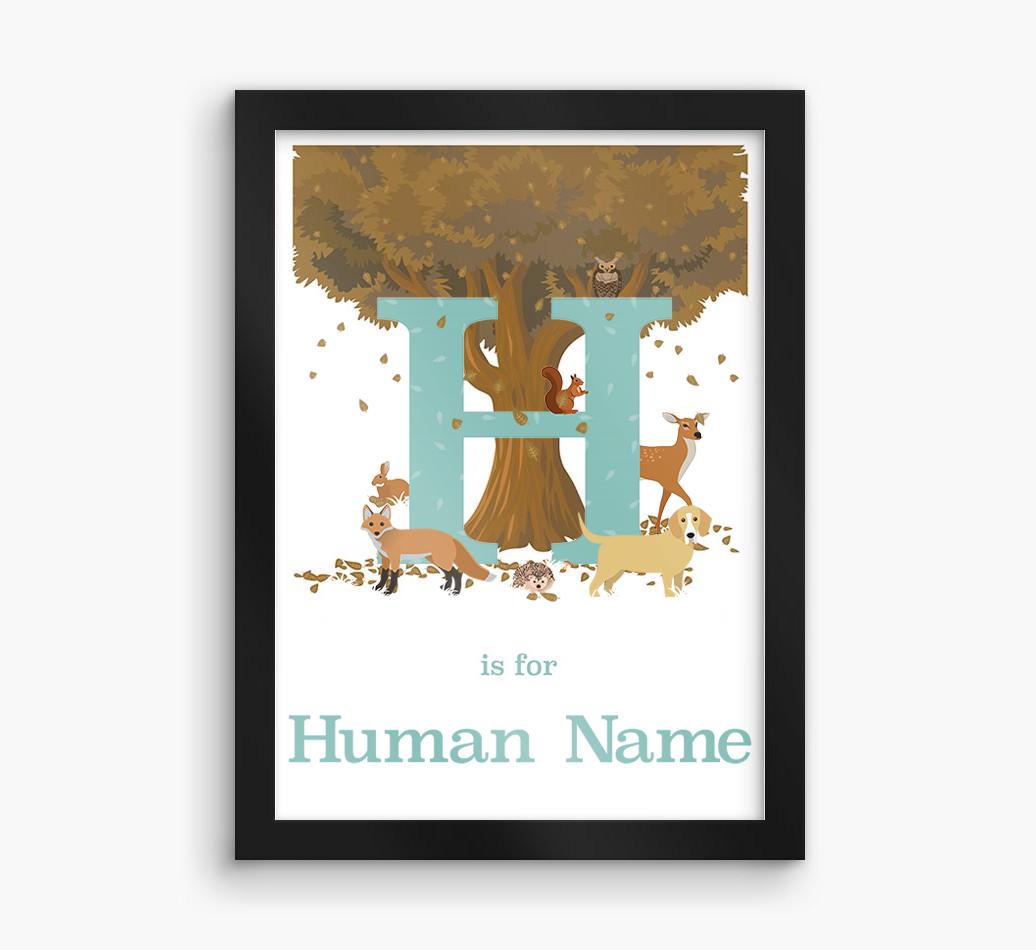 Autumn Animals Initial: Personalized {breedFullName} Framed Print