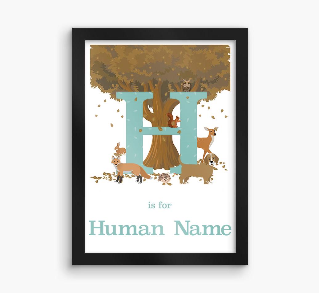 Autumn Animals Initial: Personalized {breedFullName} Framed Print