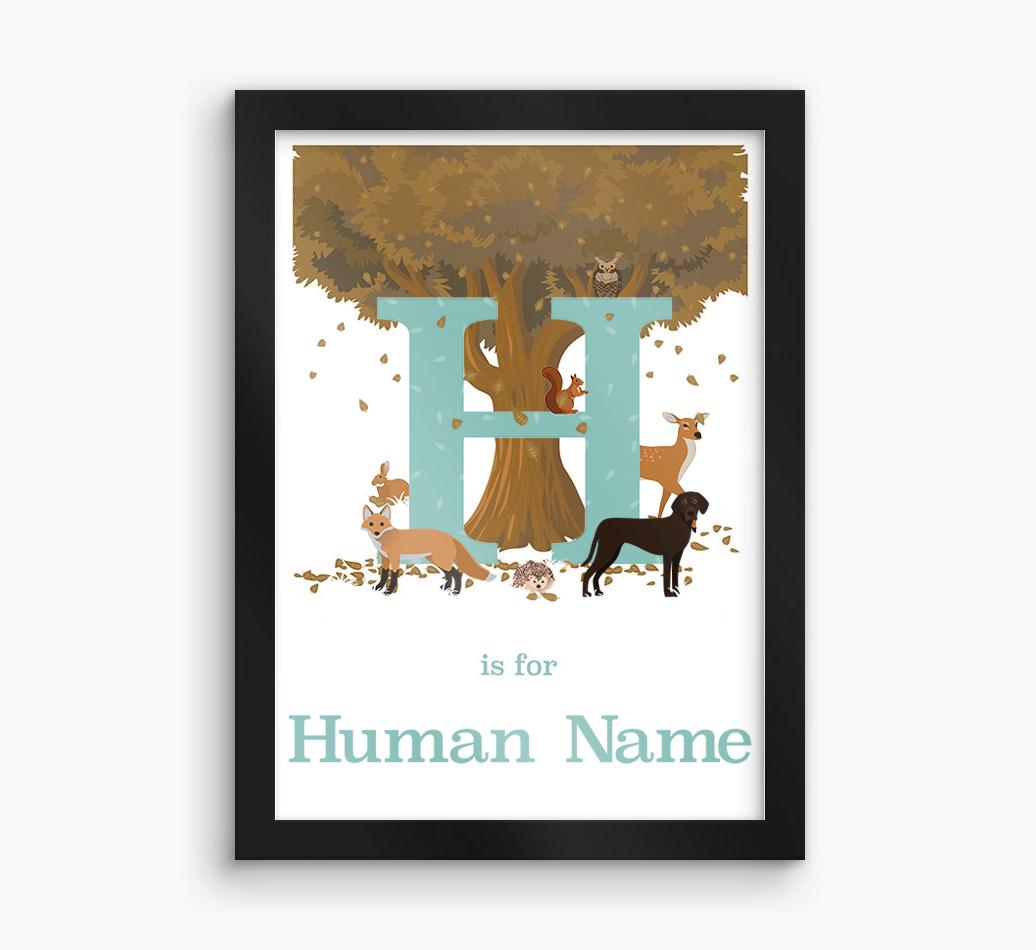 Autumn Animals Initial: Personalized {breedFullName} Framed Print