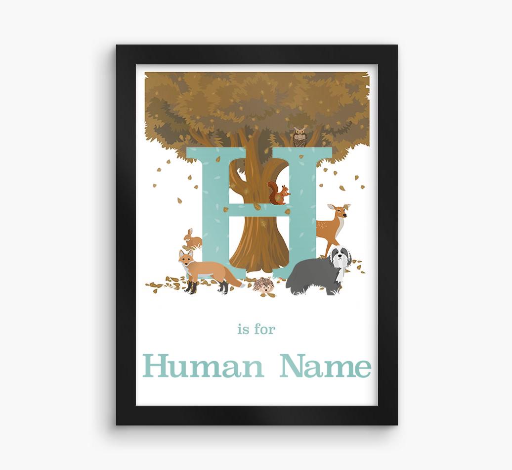 Autumn Animals Initial: Personalized {breedFullName} Framed Print
