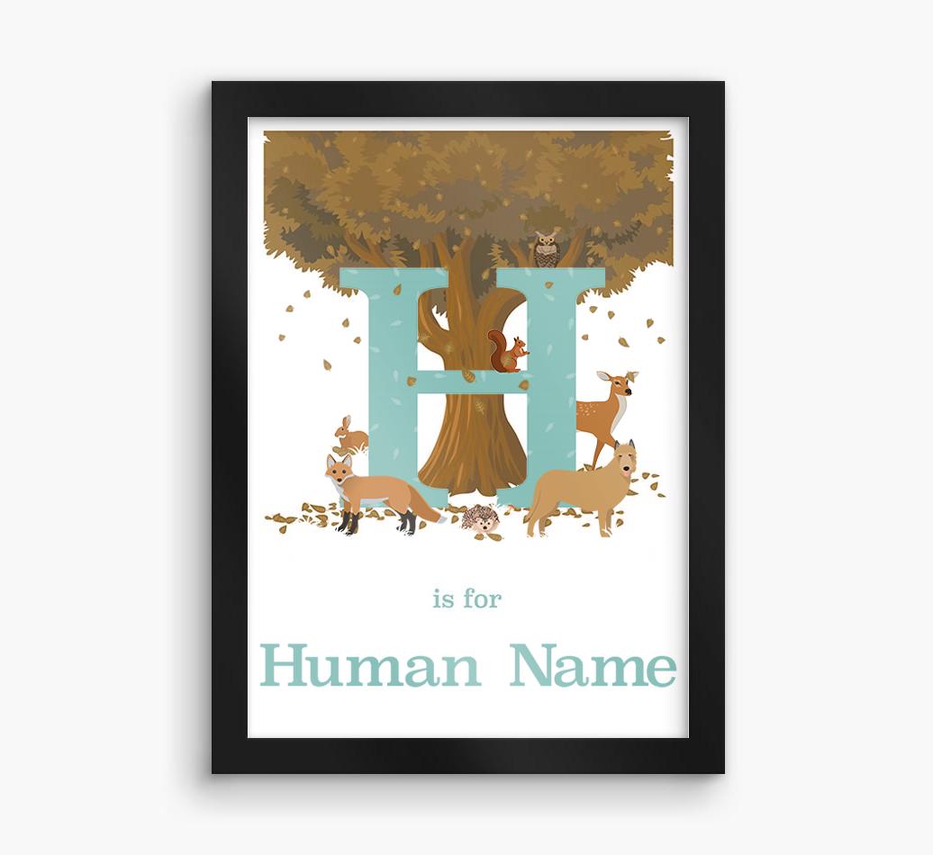 Autumn Animals Initial: Personalized {breedFullName} Framed Print