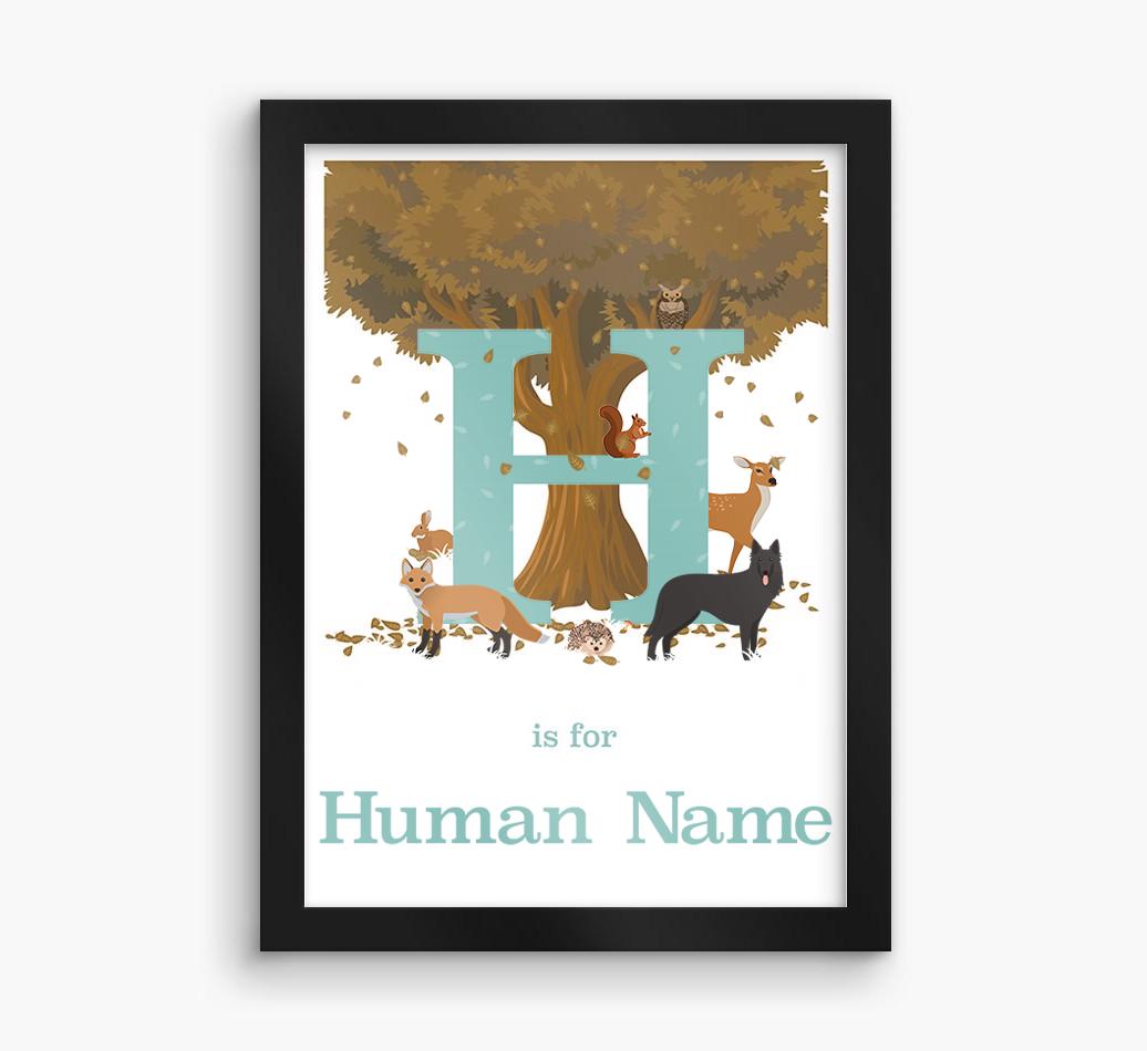 Autumn Animals Initial: Personalized {breedFullName} Framed Print