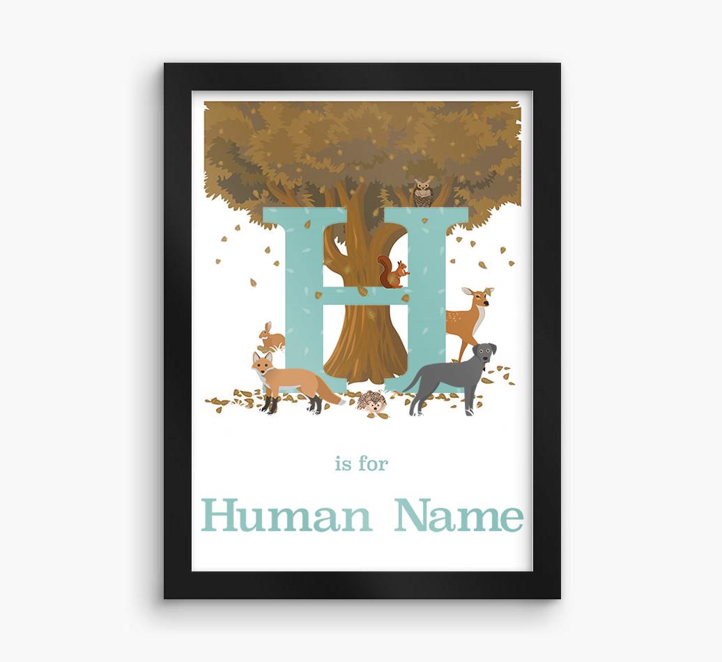 Autumn Animals Initial: Personalized {breedFullName} Framed Print