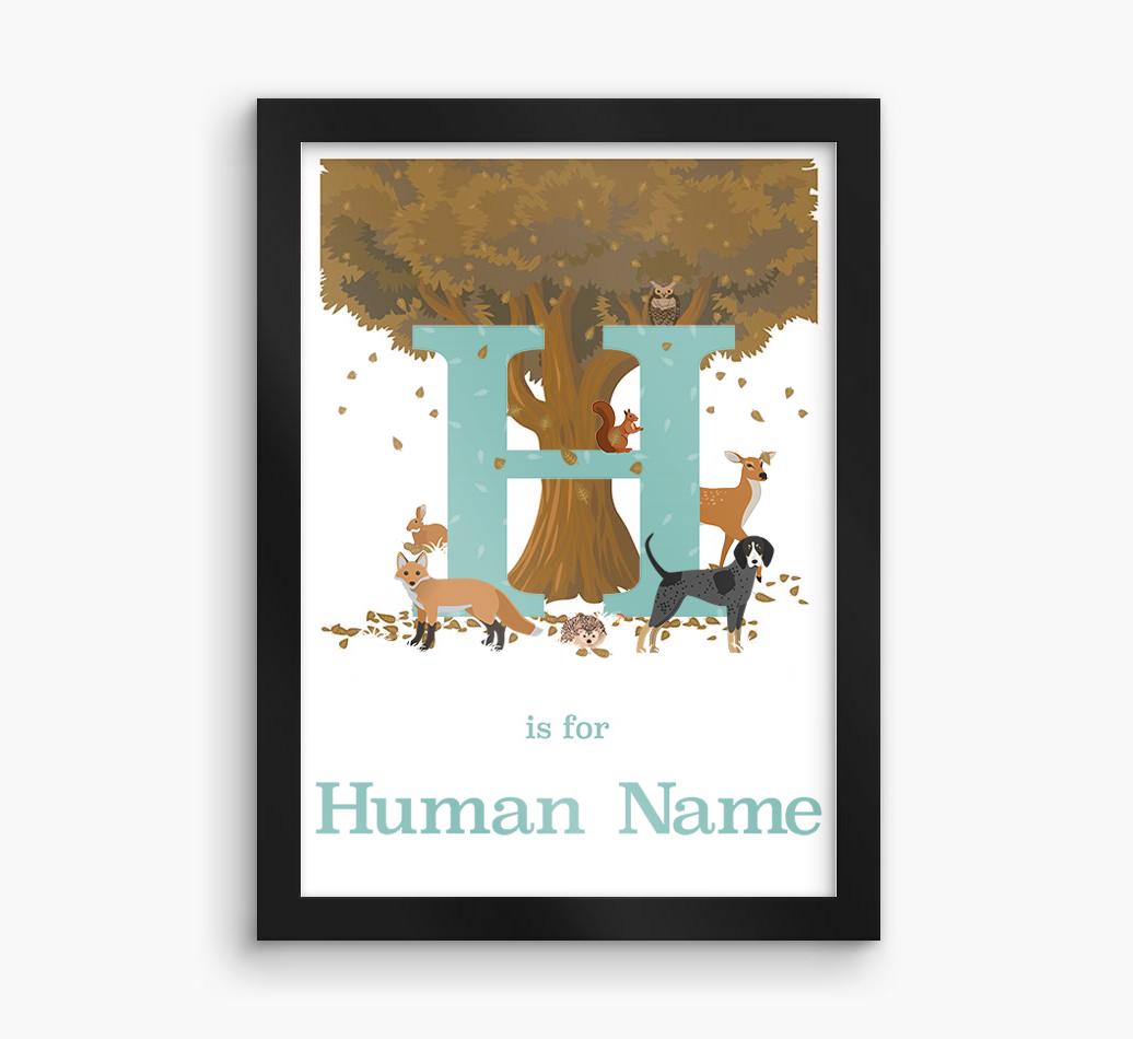 Autumn Animals Initial: Personalized {breedFullName} Framed Print