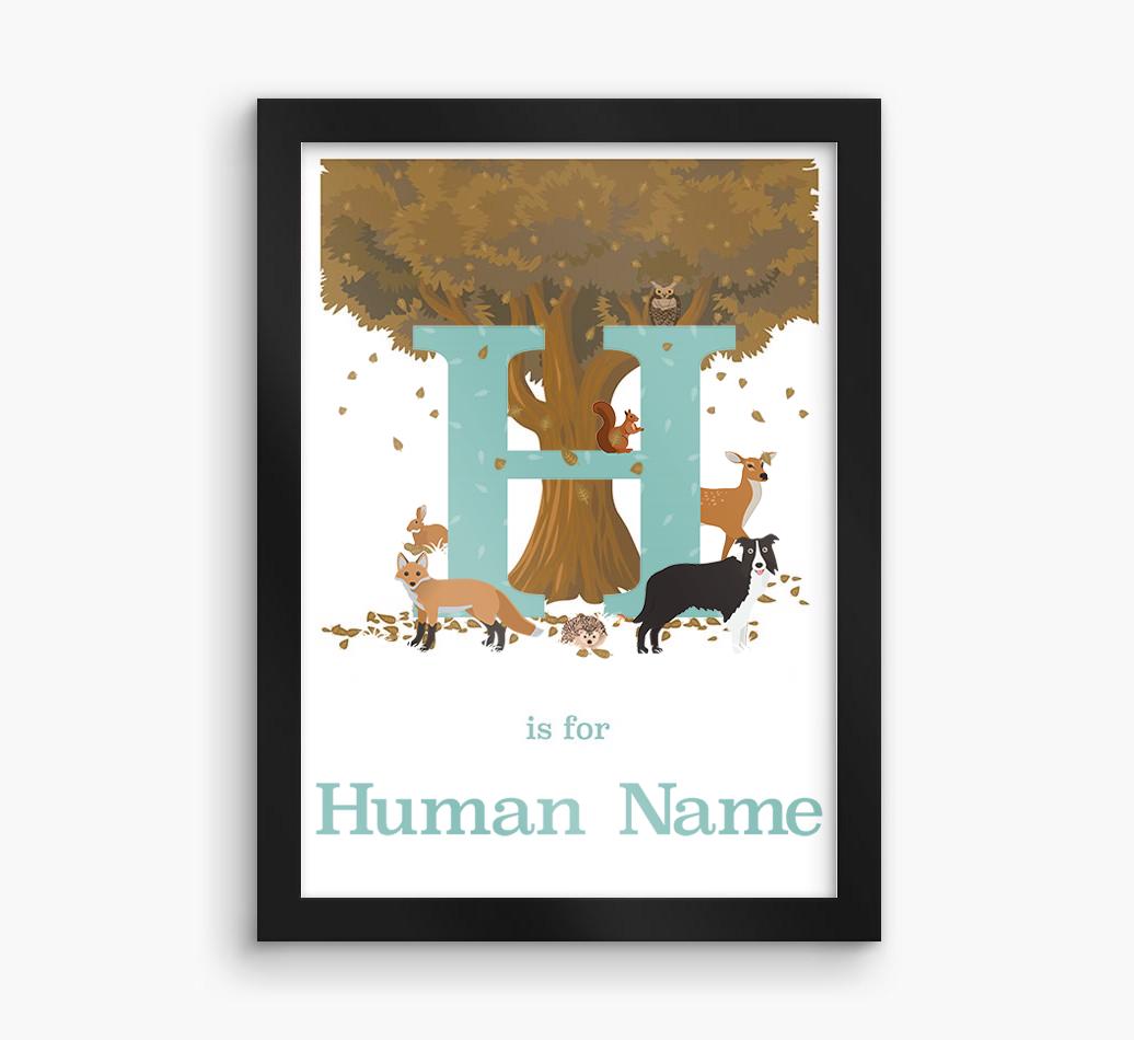 Autumn Animals Initial: Personalized {breedFullName} Framed Print