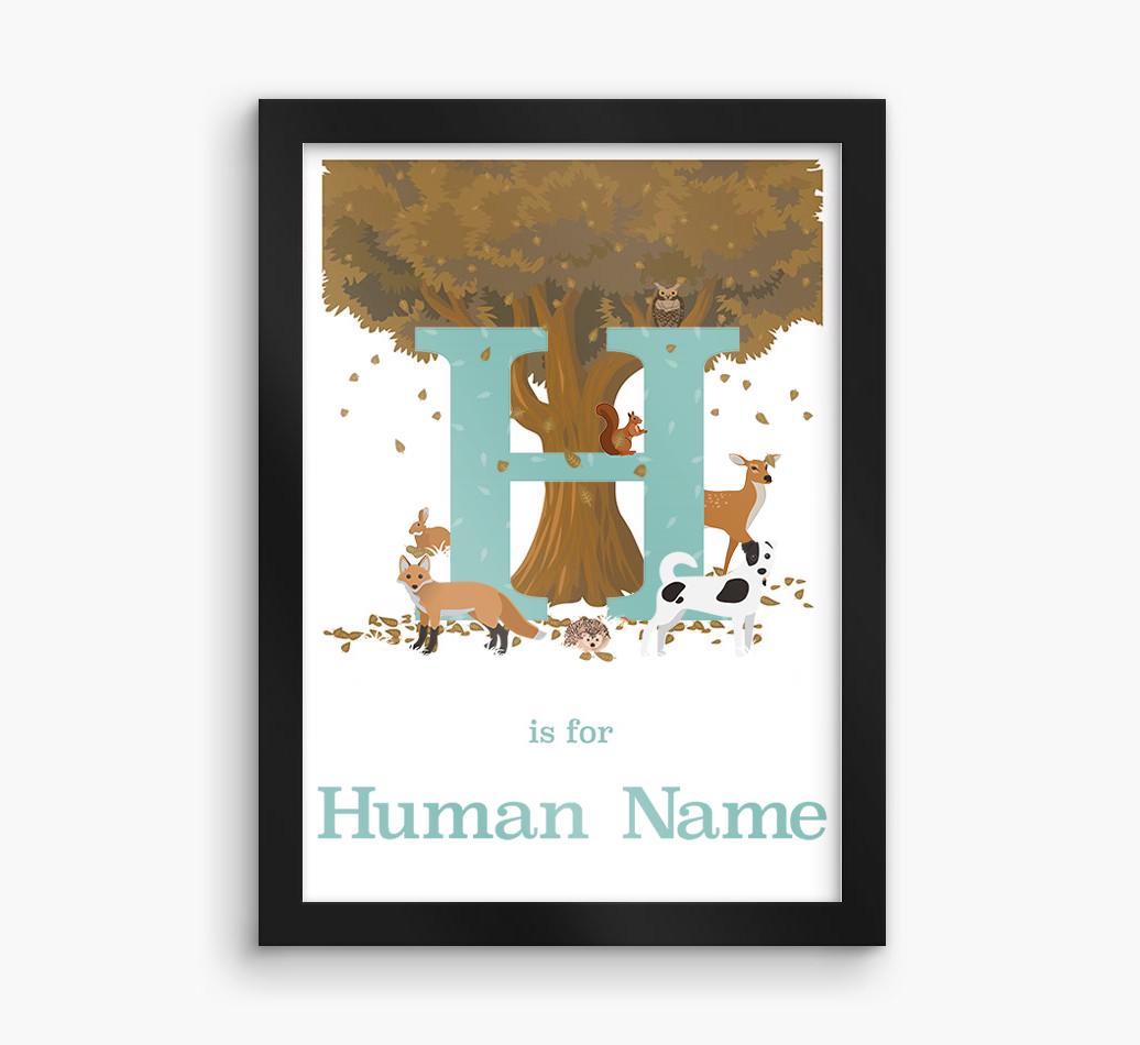 Autumn Animals Initial: Personalized {breedFullName} Framed Print