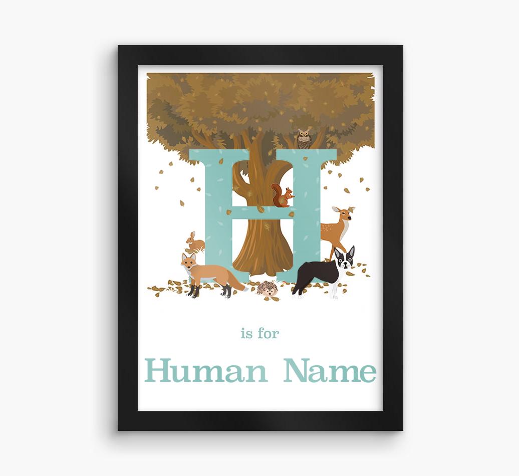 Autumn Animals Initial: Personalized {breedFullName} Framed Print