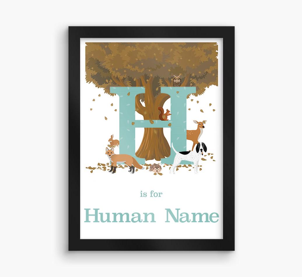 Autumn Animals Initial: Personalized {breedFullName} Framed Print