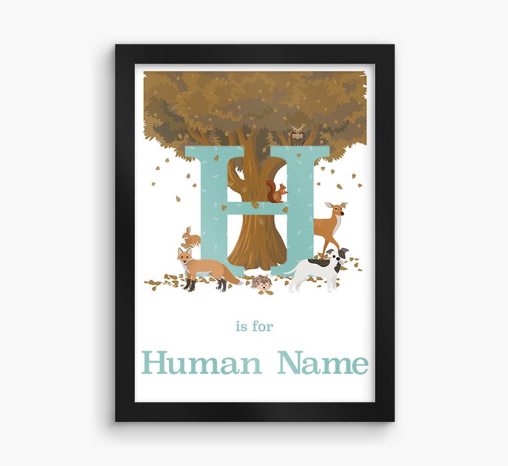 Autumn Animals Initial: Personalized {breedFullName} Framed Print