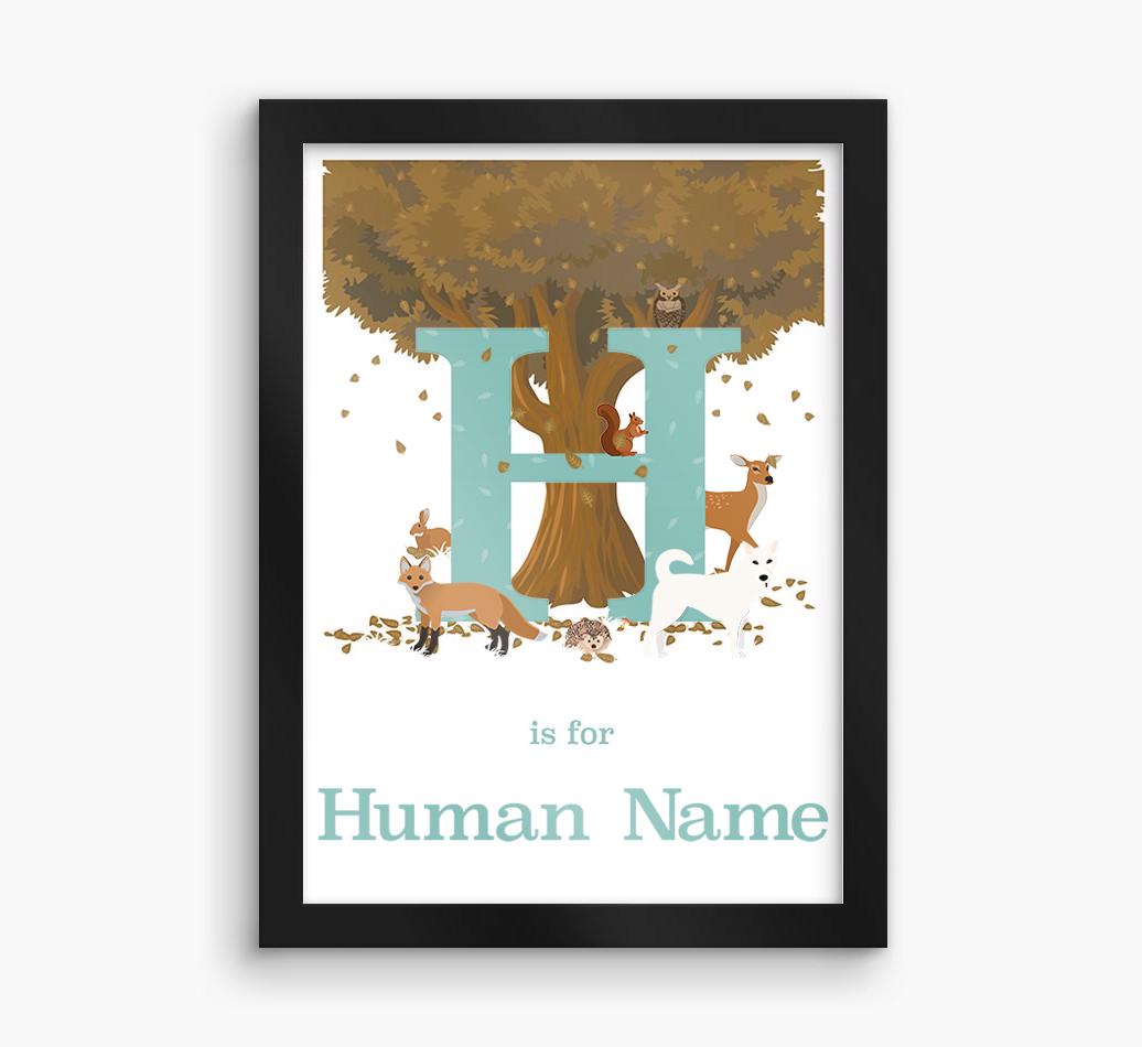 Autumn Animals Initial: Personalized {breedFullName} Framed Print