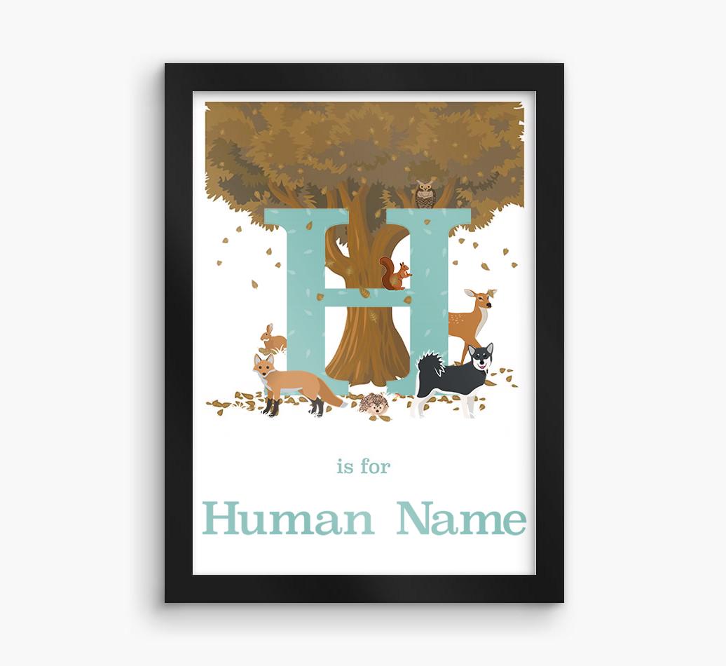 Autumn Animals Initial: Personalized {breedFullName} Framed Print