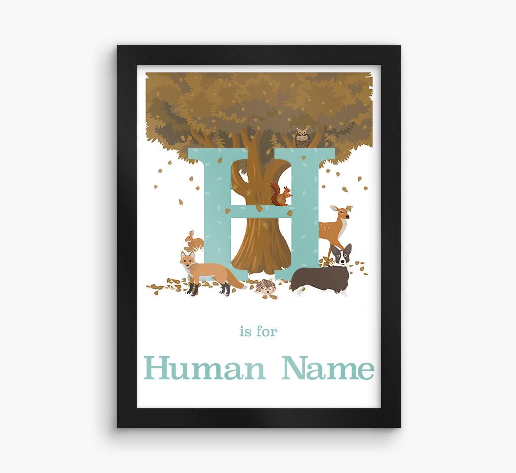 Autumn Animals Initial: Personalized {breedFullName} Framed Print