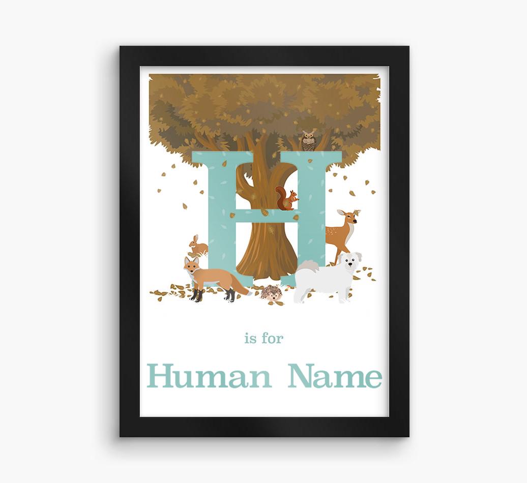 Autumn Animals Initial: Personalized {breedFullName} Framed Print