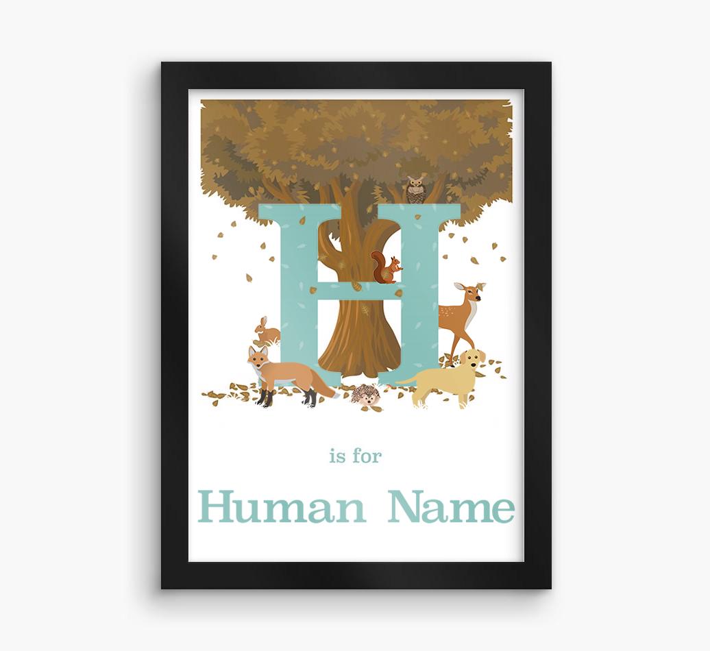Autumn Animals Initial: Personalized {breedFullName} Framed Print