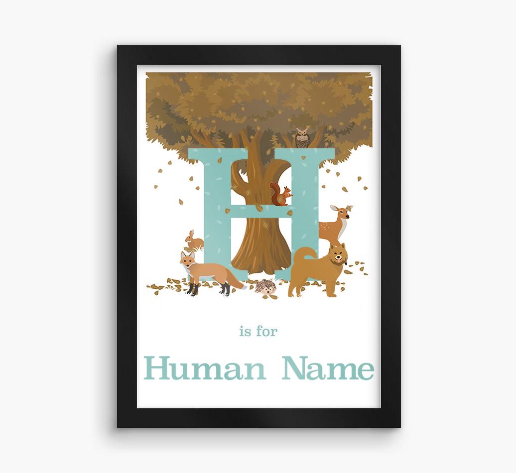 Autumn Animals Initial: Personalized {breedFullName} Framed Print