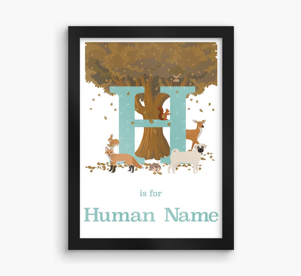 Autumn Animals Initial: Personalized {breedFullName} Framed Print