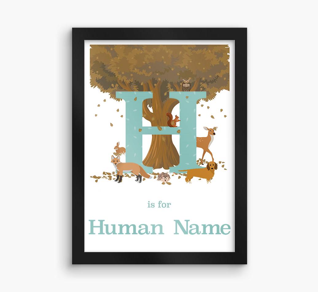 Autumn Animals Initial: Personalized {breedFullName} Framed Print